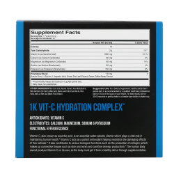 1Kvit-C, Витамин C, поддержание водного баланса, шипучая смесь для приготовления напитка, натуральный апельсиновый вкус, 1000 мг, 30 пакетиков по 6,2 г (0,22 унции)