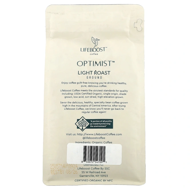 Lifeboost, Кофе, Optimist ™, молотый, легкой обжарки, 340 г (12 унций)