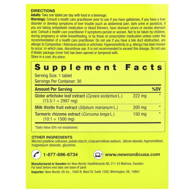 New Nordic US Inc, Активная печень, 30 таблеток