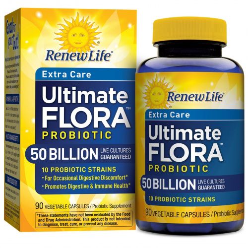 Renew Life, Дополнительная забота, пробиотик Ultimate Flora, 50 млрд, 90 растительных капсул