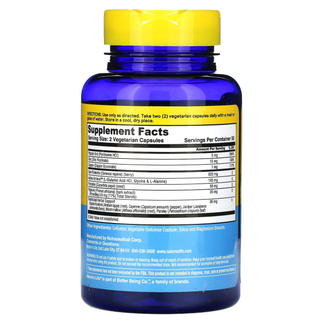 Nature's Life, Prostate Support 600 Plus, 100 капсул