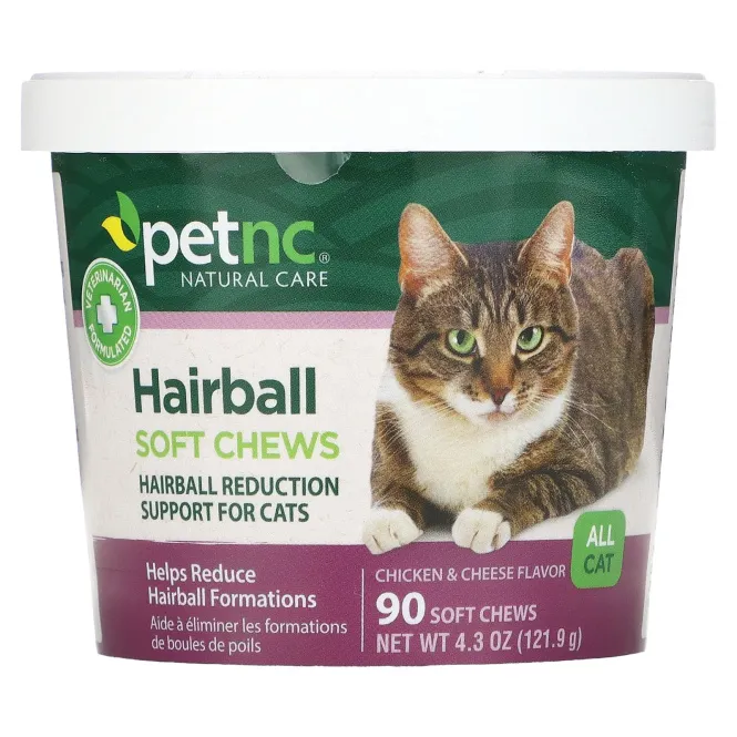 petnc NATURAL CARE, Естественный уход за питомцами, мягкие жевательные пастилки от «комков шерсти», все вкусы для кошек, курица и сыр, 90 мягких жевательных пастилок