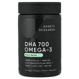 Sports Research, ДГК 700 омега-3, растительная добавка, 90 растительных капсул
