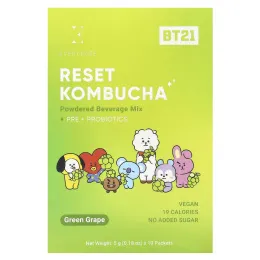 Everydaze, Reset Kombucha, порошковая смесь для напитков, зеленый виноград, 10 пакетиков по 5 г (0,18 унции)