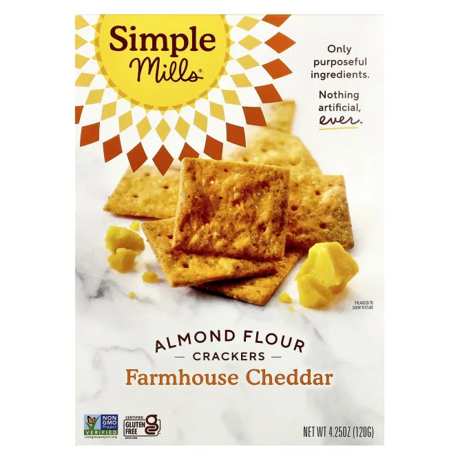 Simple Mills, крекеры из миндальной муки, с фермерским чеддером, 120 г (4,25 унции)