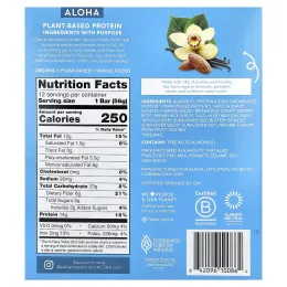 Aloha, Organic Protein Bars, Vanilla Almond Crunch, 12 Bars, 1.98 oz (56 g) Each
