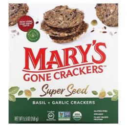 Mary's Gone Crackers, Органические крекеры с семенами высшего качества, базилик + чеснок, 156 г (5,5 унции)