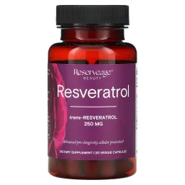 Reserveage Beauty, Ресвератрол, 250 мг, 30 растительных капсул