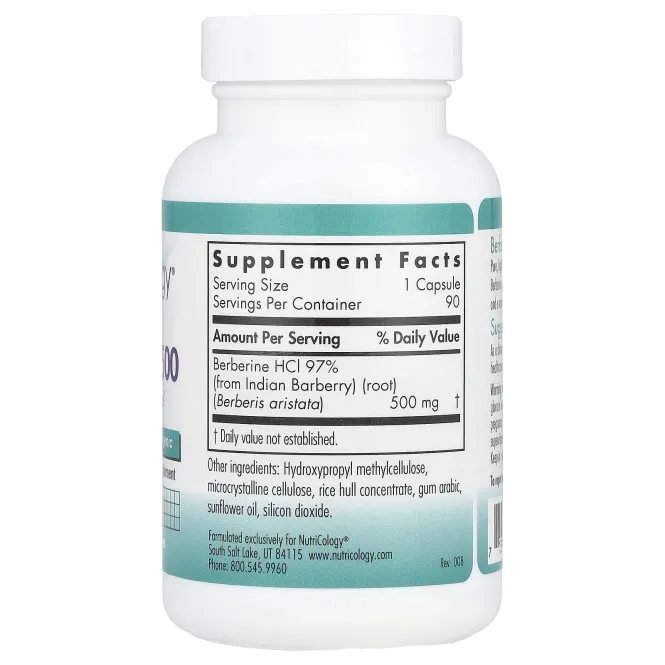 Nutricology, Берберин 500, 90 вегетарианских капсул