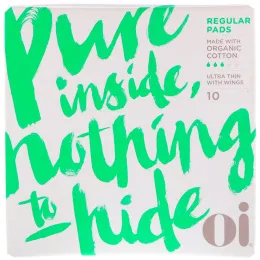 Oi, Ультратонкие прокладки с крылышками из органического хлопка, обычные, 10 штук