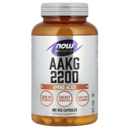 NOW Foods, AAKG 2200, 180 растительных капсул (550 мг на капсулу)