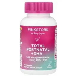 Pink Stork, Total Postnatal + ДГК, мята, 60 капсул