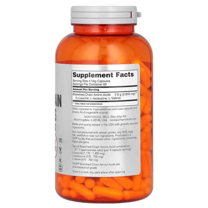 Now Foods, Спорт, аминокислоты с разветвлёнными цепями, 240 капсул