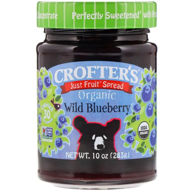 Crofter's Organic, Just Fruit Spread, Wild Blueberry, 10 oz