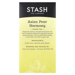Stash Tea, зеленый чай, азиатская груша, 18 чайных пакетиков, 34 г (1,1 унции)