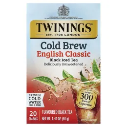 Twinings, Back Iced Tea, холодный чай, классический английский чай, без подсластителей, 20 чайных пакетиков, 40 г (1,41 унции)