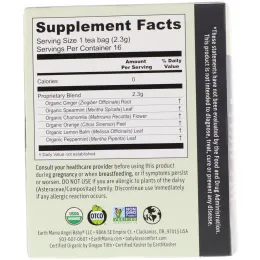 Earth Mama, 100% органический полезный утренний чай, имбирь и мята, 16 чайных пакетиков, 1,3 унц. (37 г)