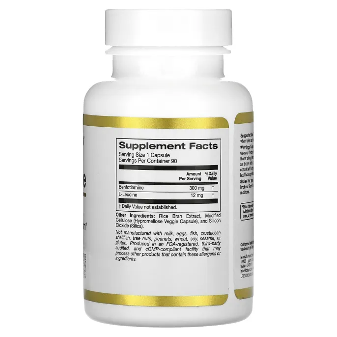 California Gold Nutrition, бенфотиамин, 300 мг, 90 растительных капсул
