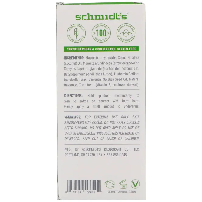 Schmidt's, Для чувствительной кожи, жасминовый чай, 3,25 унц. (92 г)