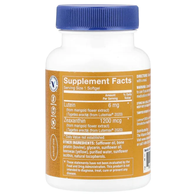 The Vitamin Shoppe, Лютеин, 6 мг, 120 мягких таблеток