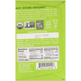 Taza Chocolate, Organic Dark Chocolate, Coconut, 2.5 oz (70 g)