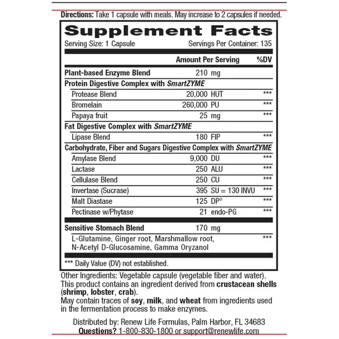 Renew Life, DigestMore, 135 растительных капсул