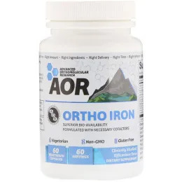 Advanced Orthomolecular Research AOR, Ортомолекулярное железо, 60 вегетарианских капсул