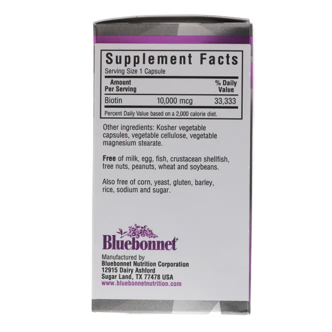 Bluebonnet Nutrition, Beautiful Ally, биотин, 10 000 мкг, 90 вегетарианских капсул
