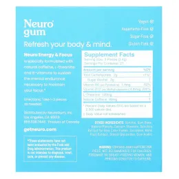 NeuroGum, Energy & Focus, перечная мята, 6 пакетиков по 9 шт.