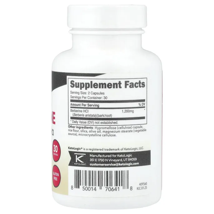 KetoLogic, Берберин, 60 капсул (600 мг в каждой капсуле)