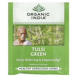 Organic India, Зеленый чай с тулси, 18 пакетиков, 34,2 г (1,21 унции)