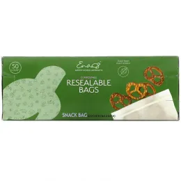 Earth's Natural Alternative, Компостируемые многоразовые пакеты, пакетики для снеков, 50 шт.