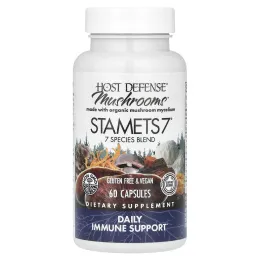 Fungi Perfecti, Stamets 7, ежедневная поддержка иммунитета, 60 растительных капсул
