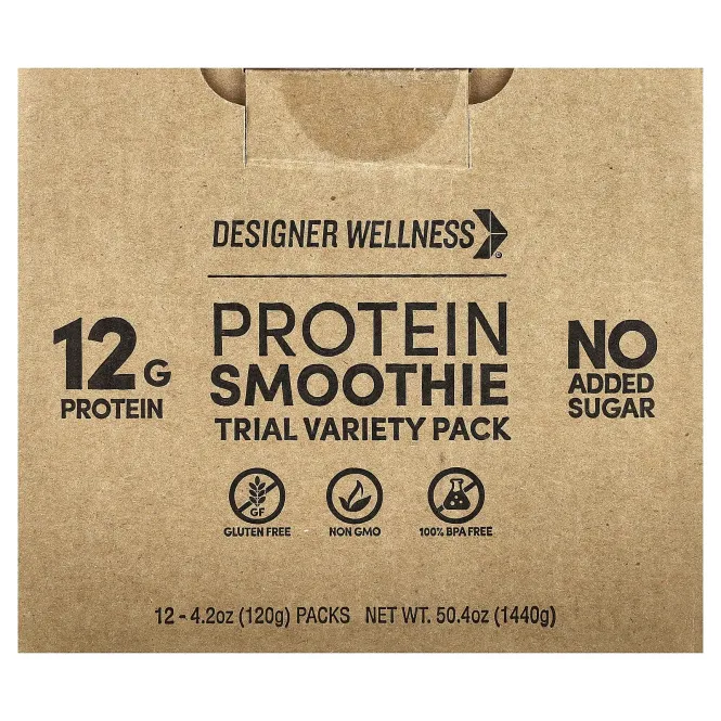 Designer Wellness, Протеиновый смузи, пробный набор, 12 пакетиков по 120 г (4,2 унции)