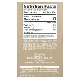 NOW Foods, чай с грибами ройбуш и рейши, без кофеина, 24 чайных пакетика, 48 г (1,7 унции)