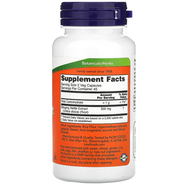 Now Foods, Экстракт корня жгучей крапивы, 250 мг, 90 растительных капсул