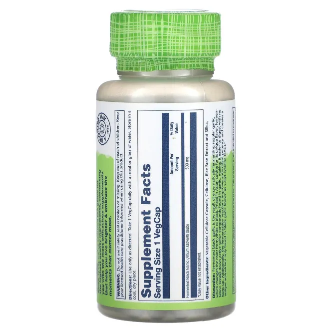 Solaray, True Herbs, черный чеснок, ферментированный, 500 мг, 50 вегетарианских капсул