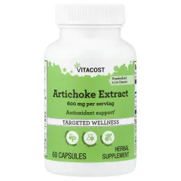 Vitacost, экстракт артишока, 60 капсул (300 мг в 1 капсуле)