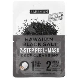 Freeman Beauty, Hawaiian Black Salt, 2-Step Peel + Mask, 1 Pad, 0.27 fl oz / 1 Sheet Mask,  0.84 fl. oz