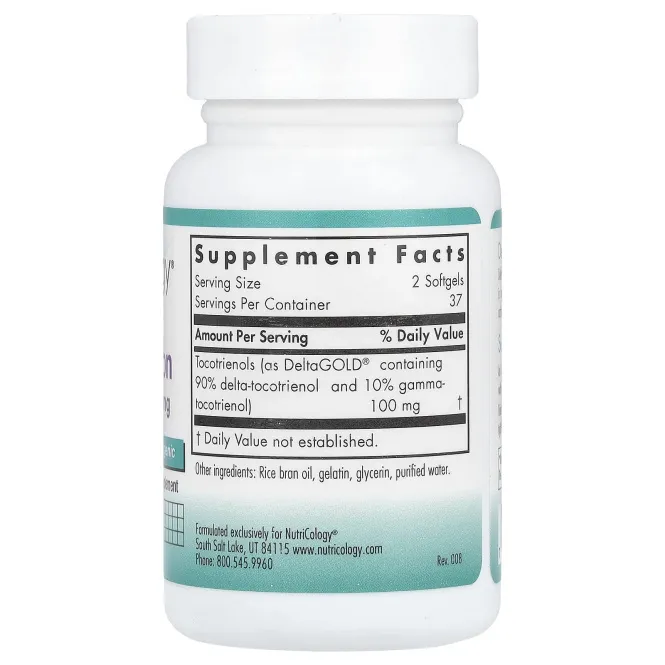 Nutricology, Дельта-фракция, токотринол, 50 мг, 75 капсул
