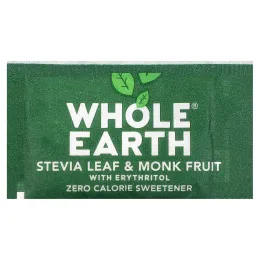 Whole Earth, листья стевии и архат с эритритолом, 80 пакетиков, 160 г (5,6 унции)