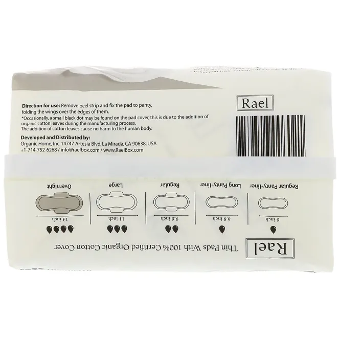 Rael, Органические тонкие прокладки, Ночные, 8 прокладок
