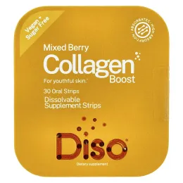 Diso, Collagen Boost, коллаген с ягодным ассорти, 30 полосок для полости рта