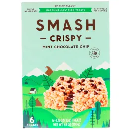 SmashMallow, Smash Crispy, Мята и шоколадная крошка, 6 батончиков, 1,15 унц. (33 г) каждый