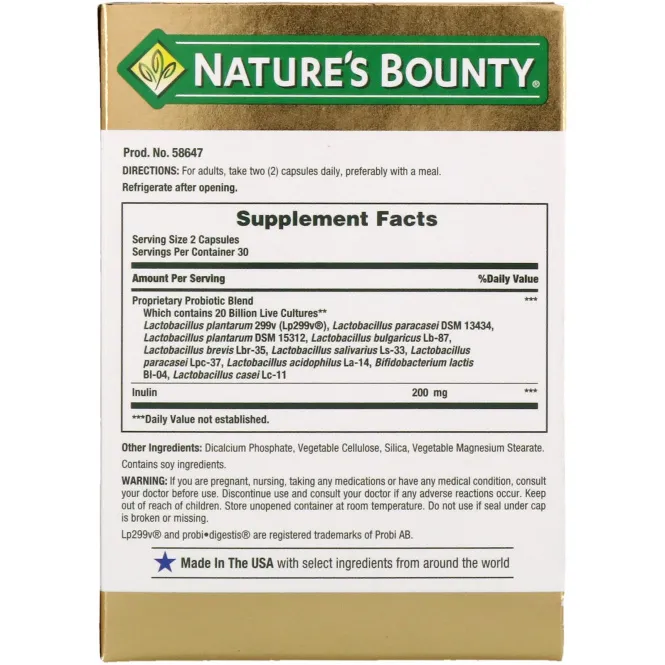 Nature's Bounty, Ультра эффективный пробиотик 10, 60 капсул