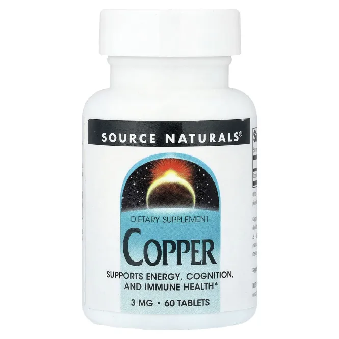 Source Naturals, медь, 3 мг, 60 таблеток