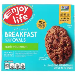 Enjoy Life Foods, Овальные мягкие печенья с фруктами и овсянкой, яблоко и корица, 5 штук, 50 г (1,76 унции) каждое