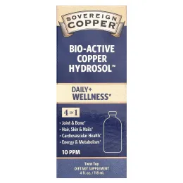 Sovereign Silver, Bio-Active Copper Hydrosol, гидрозоль меди, 10 част./млн, 118 мл (4 жидк. унции)