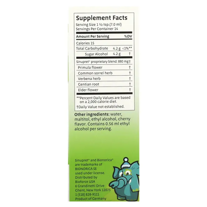Bionorica, Детский сироп Sinupret, 3,38 жидких унций (100 мл)