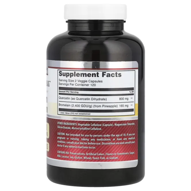 Amazing Nutrition, кверцетин с бромелаином, 240 растительных капсул